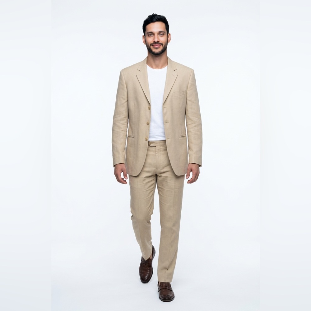 Zanetti Mens Wool Blazer Jacket Beige Size 58R Made in Italy NWOT $249 Value